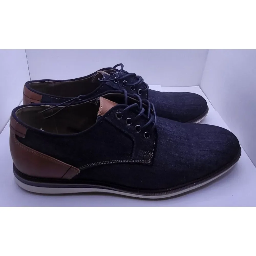 New Madden M-Dynamo Black/Navy Denim Dress Shoes Mens‎ - Size 9